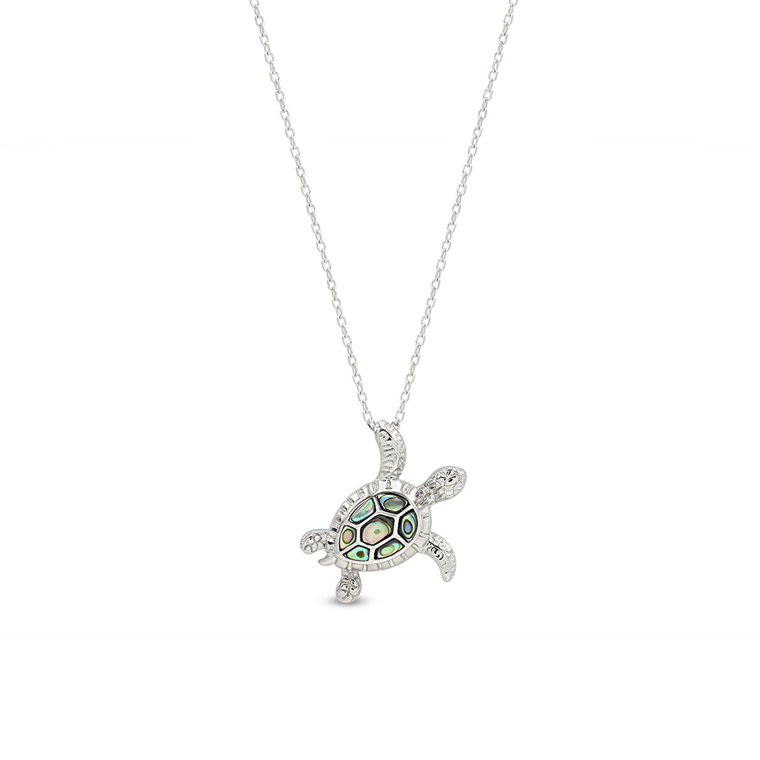 Abalone Shell Animal (Starfish, Dolphin, Seahorse, Frog, Dragonfly, Whale Tail, Turtle) Pendant Necklace In 14K White Gold Over Sterling Silver 14K Gold Over Sterling Silver