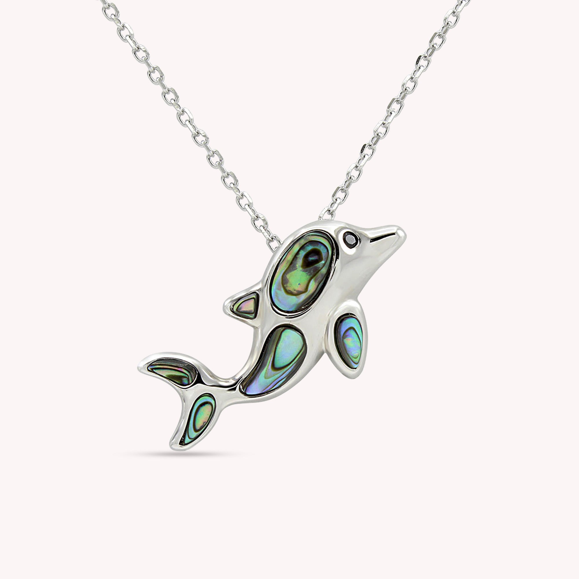 Abalone Shell Animal (Starfish, Dolphin, Seahorse, Frog, Dragonfly, Whale Tail, Turtle) Pendant Necklace In 14K White Gold Over Sterling Silver 14K Gold Over Sterling Silver