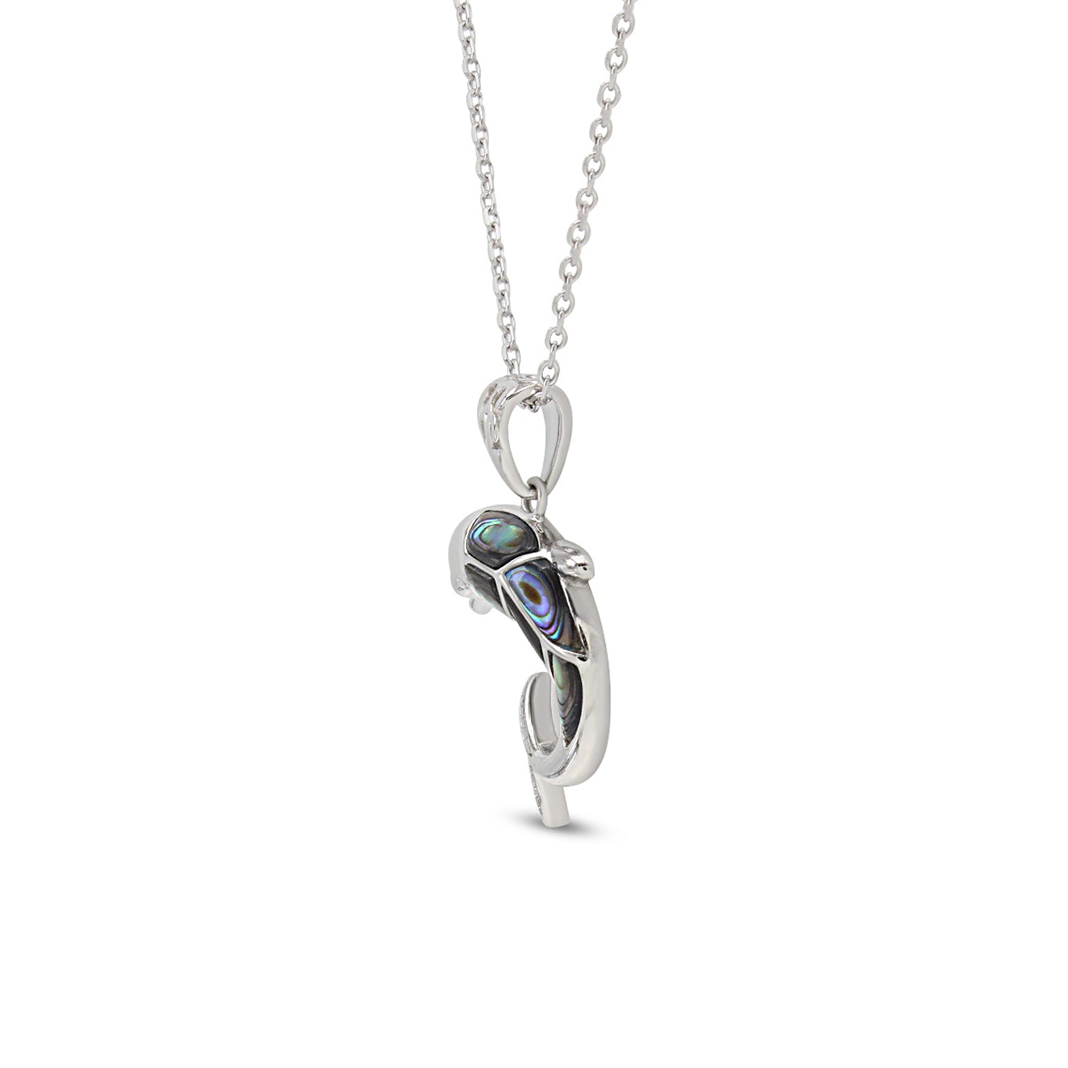 Abalone Shell Animal (Starfish, Dolphin, Seahorse, Frog, Dragonfly, Whale Tail, Turtle) Pendant Necklace In 14K White Gold Over Sterling Silver 14K Gold Over Sterling Silver