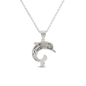 Abalone Shell Animal (Starfish, Dolphin, Seahorse, Frog, Dragonfly, Whale Tail, Turtle) Pendant Necklace In 14K White Gold Over Sterling Silver 14K Gold Over Sterling Silver