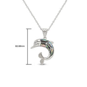 Abalone Shell Animal (Starfish, Dolphin, Seahorse, Frog, Dragonfly, Whale Tail, Turtle) Pendant Necklace In 14K White Gold Over Sterling Silver 14K Gold Over Sterling Silver