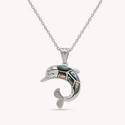 Abalone Shell Animal (Starfish, Dolphin, Seahorse, Frog, Dragonfly, Whale Tail, Turtle) Pendant Necklace In 14K White Gold Over Sterling Silver 14K Gold Over Sterling Silver