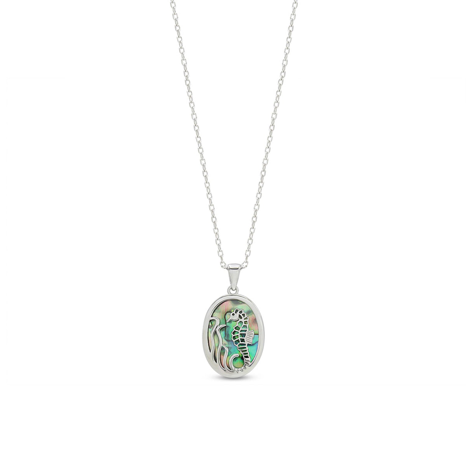 Abalone Shell Animal (Starfish, Dolphin, Seahorse, Frog, Dragonfly, Whale Tail, Turtle) Pendant Necklace In 14K White Gold Over Sterling Silver 14K Gold Over Sterling Silver