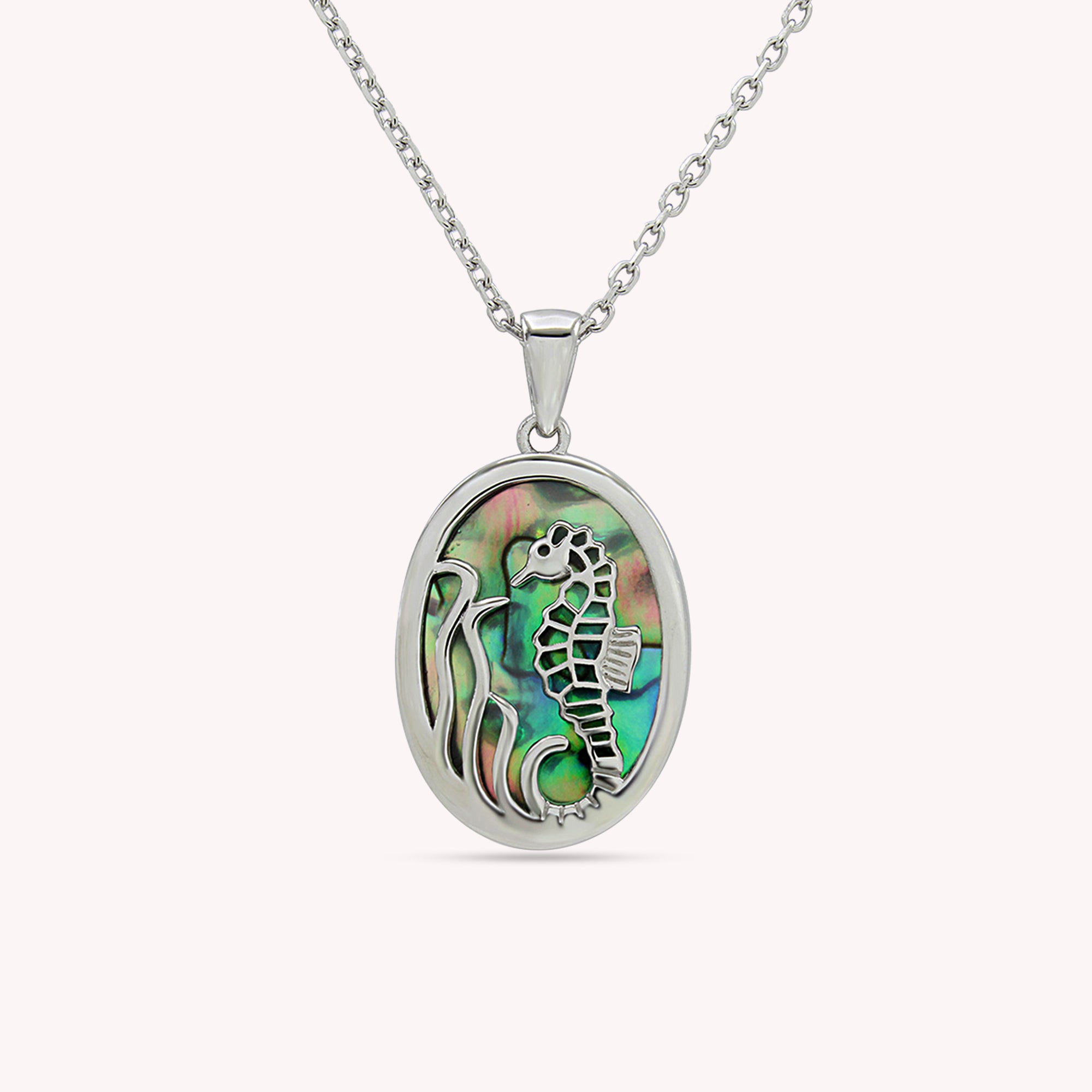 Abalone Shell Animal (Starfish, Dolphin, Seahorse, Frog, Dragonfly, Whale Tail, Turtle) Pendant Necklace In 14K White Gold Over Sterling Silver 14K Gold Over Sterling Silver