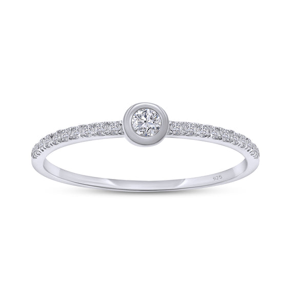 Round White Cubic Zirconia Wedding Cz Band For Women In 925 Sterling Silver