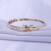 Multi Shape Sparkling White Cubic Zirconia Bangle Bracelet