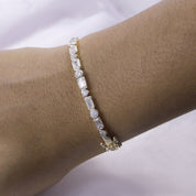 Multi Shape Sparkling White Cubic Zirconia Bangle Bracelet