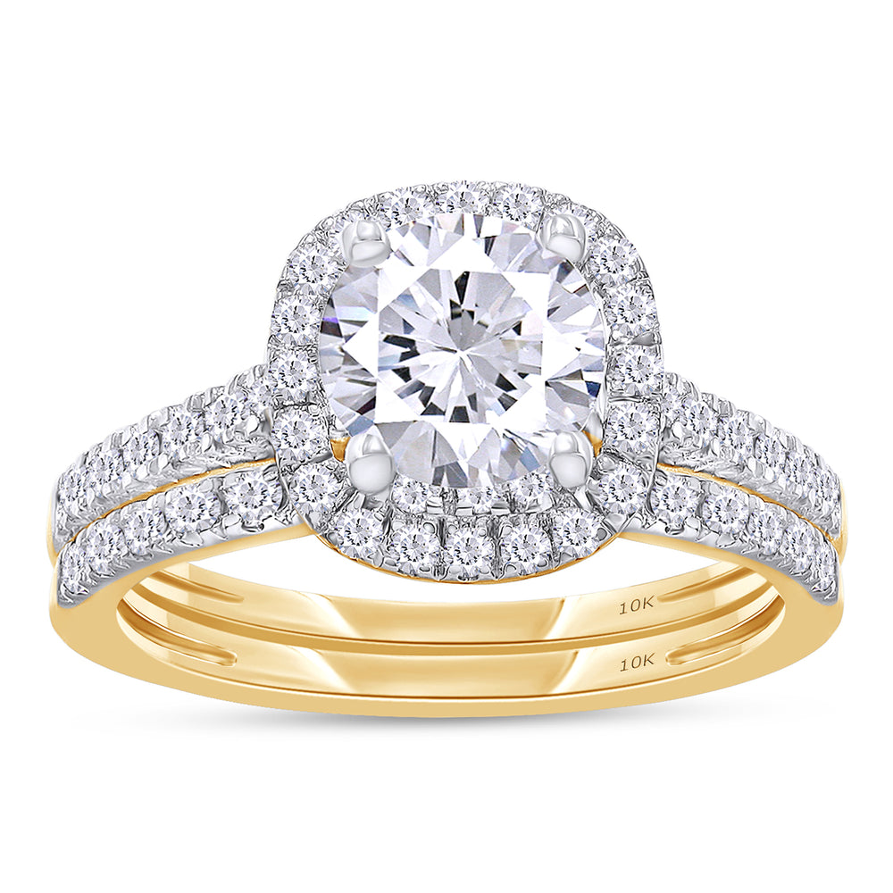 
                      
                        Round Shape IGI Certified Lab Grown Diamond Halo Cushion Frame Bridal Set Engagement Ring For Women In 10K Or 14K Solid Gold Jewelry (1.45 Cttw)
                      
                    