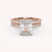 Radiant and Round IGI Certified Lab Grown Diamond Bridal Set Ring