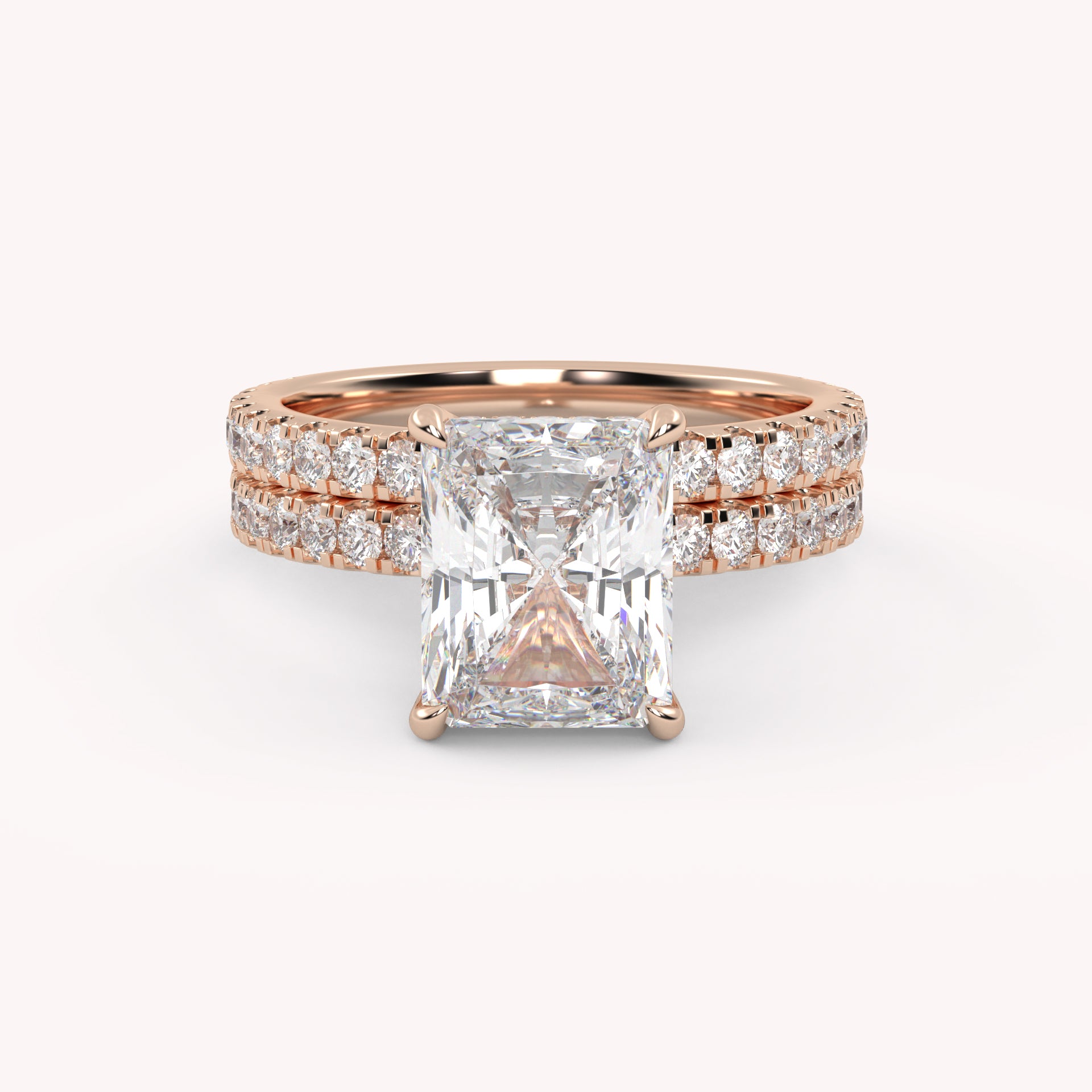 Radiant and Round IGI Certified Lab Grown Diamond Bridal Set Ring