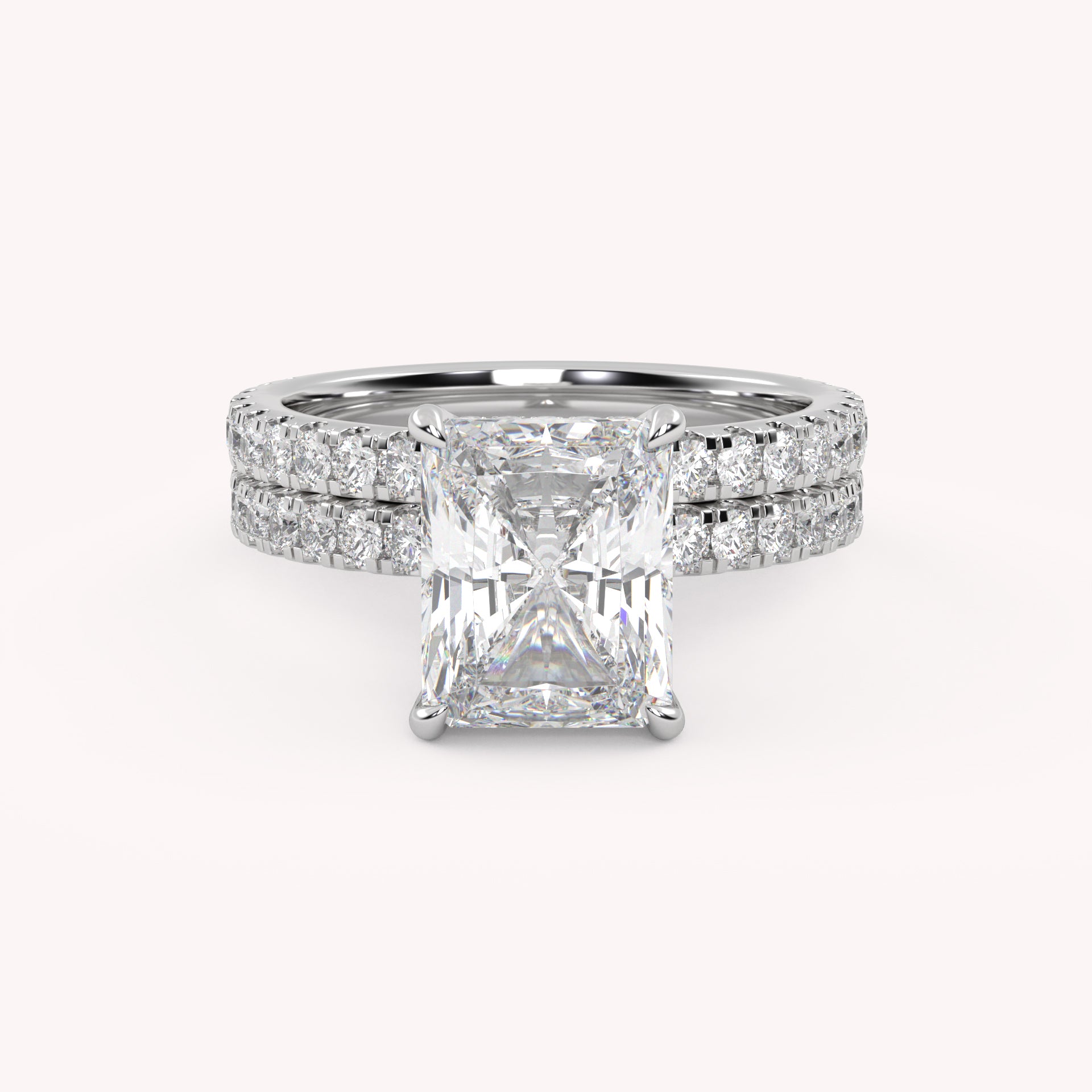 Radiant and Round IGI Certified Lab Grown Diamond Bridal Set Ring