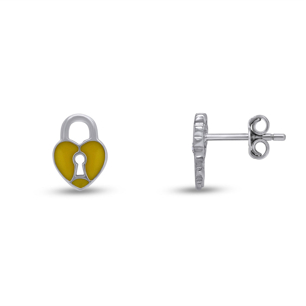 
                      
                        Jewelry Clover Key & Heart Lock Stud Earrings 925 Sterling Silver
                      
                    