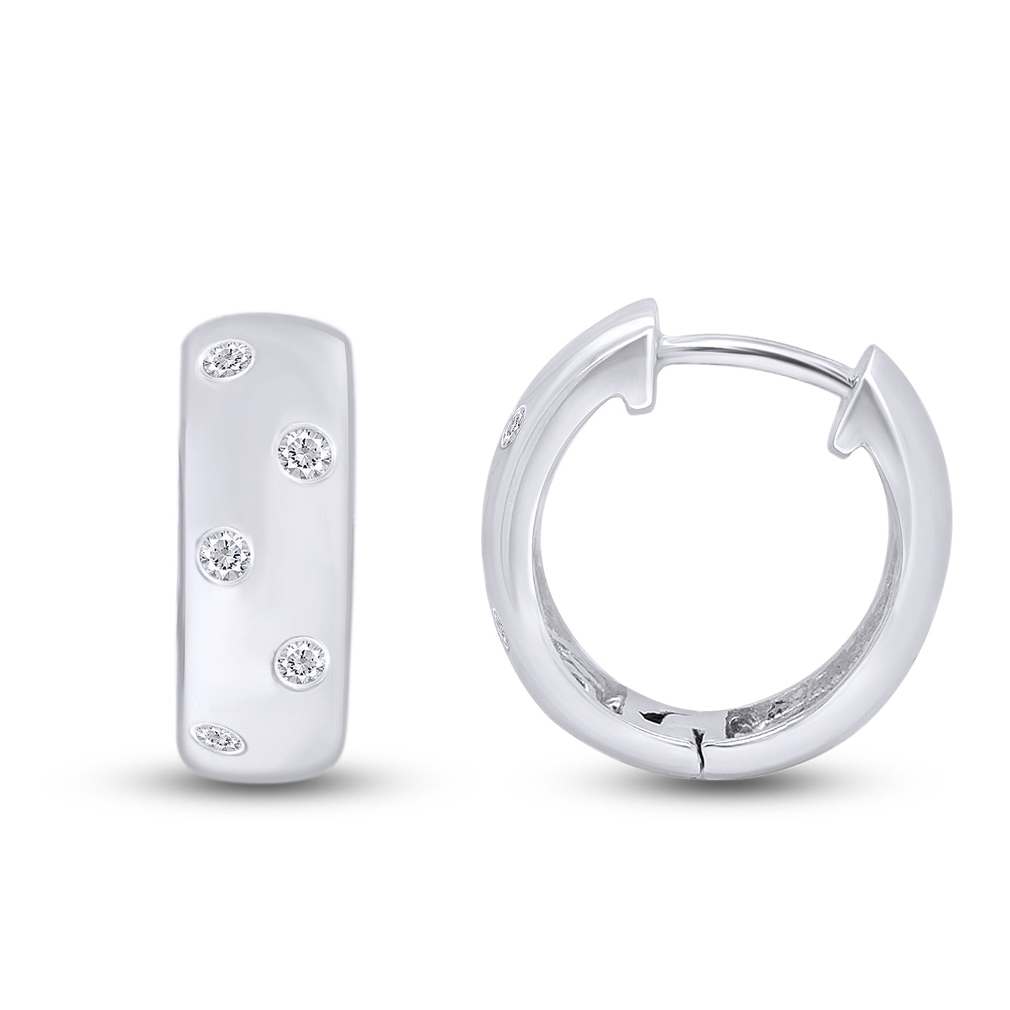 Load image into Gallery viewer, Round Cut White Natural Diamond Huggie Hoop Earrings in 14K Solid Gold (0.12 Ct)
