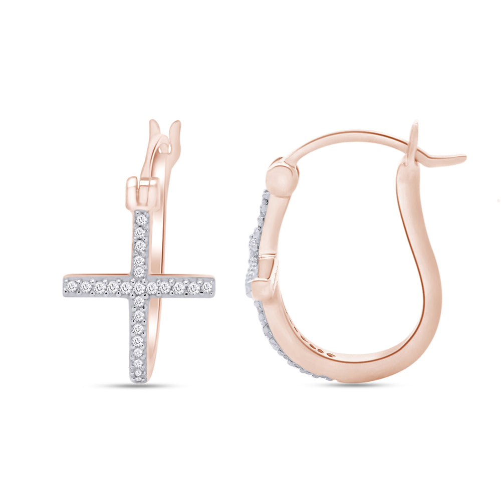 
                      
                        0.14 Carat Round Cut Natural Diamond Cross Hoop Earrings for Women in 10K Solid Gold
                      
                    