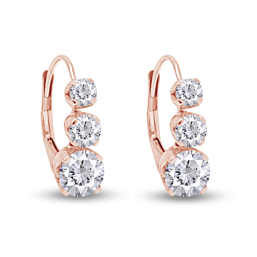 
                      
                        1/2 Carats Round Cut White Natural Diamond 3-Stone Lever Back Hoop Earrings in 14K Solid Gold
                      
                    