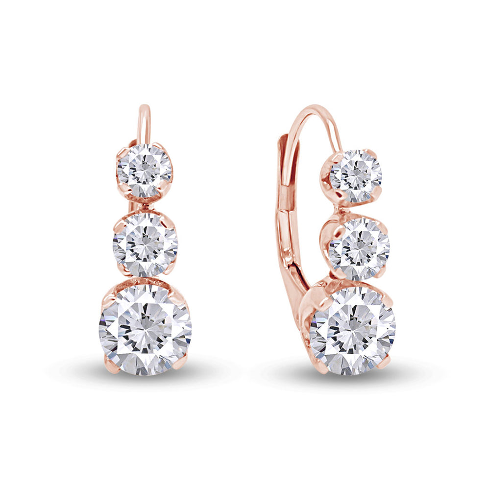 
                      
                        1/2 Carats Round Cut White Natural Diamond 3-Stone Lever Back Hoop Earrings in 14K Solid Gold
                      
                    