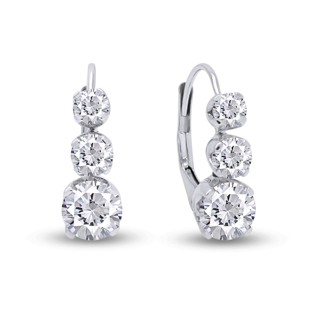 
                      
                        1/2 Carats Round Cut White Natural Diamond 3-Stone Lever Back Hoop Earrings in 14K Solid Gold
                      
                    