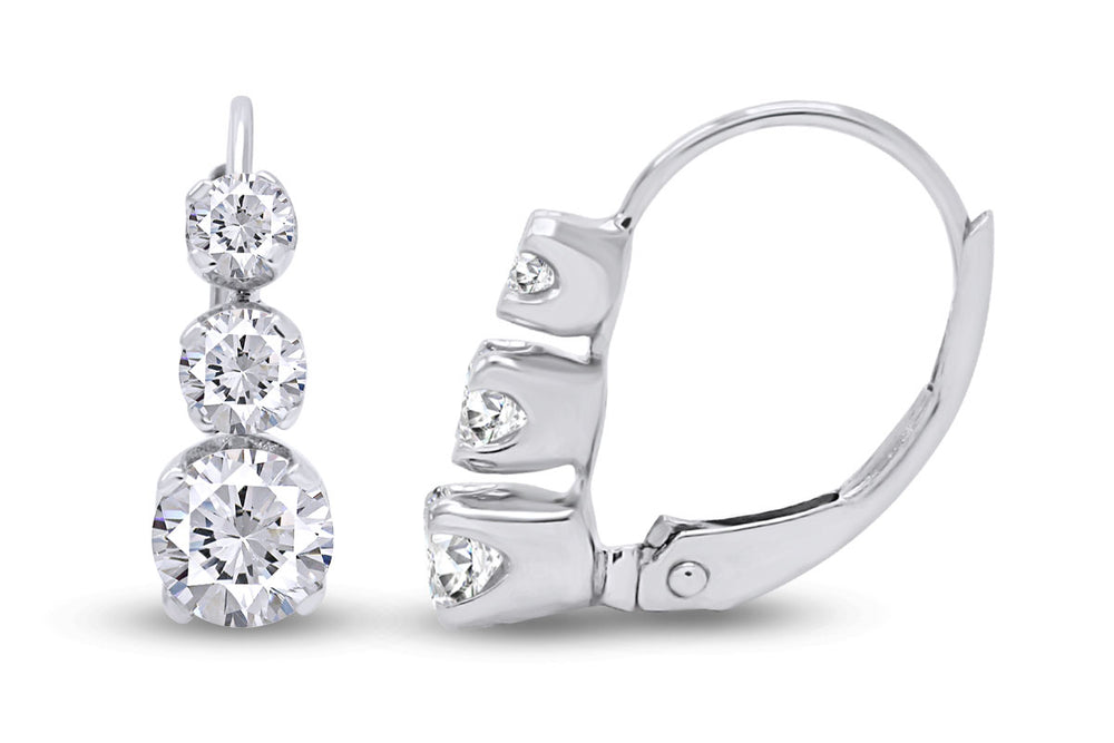 
                      
                        1/2 Carats Round Cut White Natural Diamond 3-Stone Lever Back Hoop Earrings in 14K Solid Gold
                      
                    