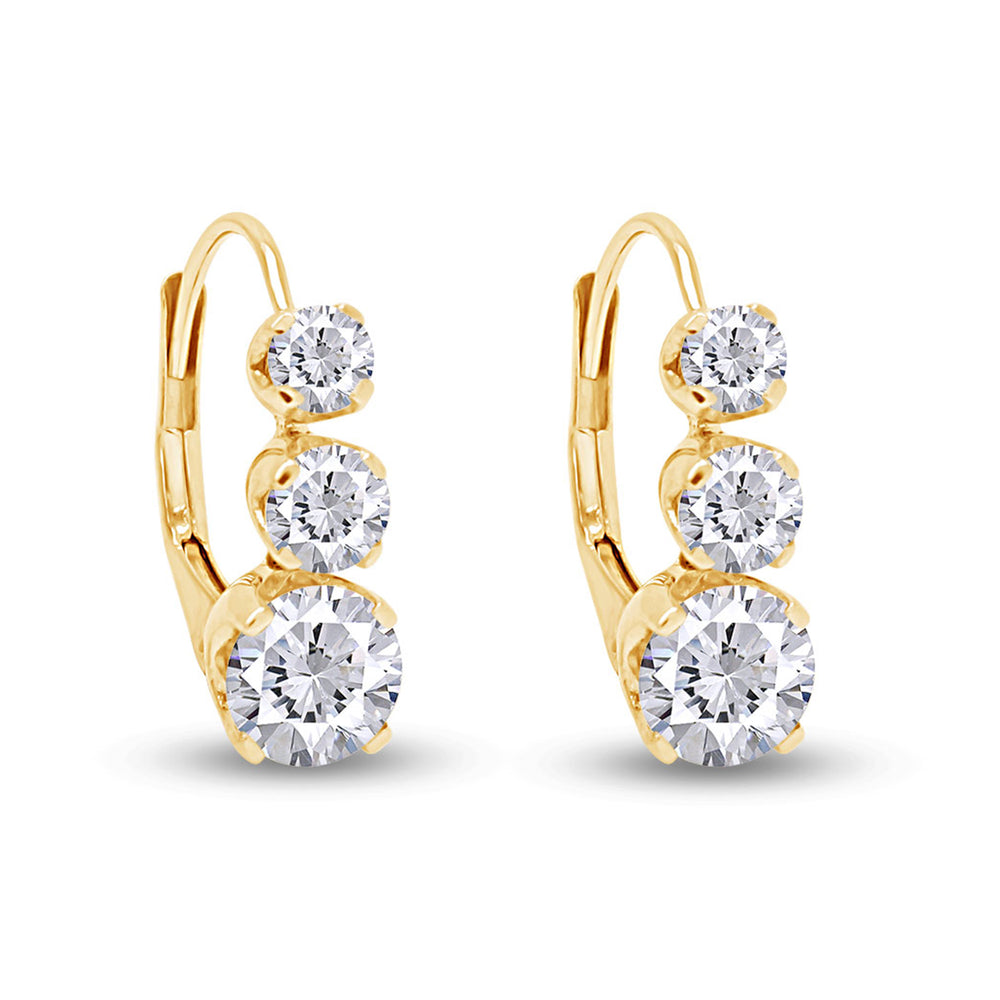 
                      
                        1/2 Carats Round Cut White Natural Diamond 3-Stone Lever Back Hoop Earrings in 14K Solid Gold
                      
                    