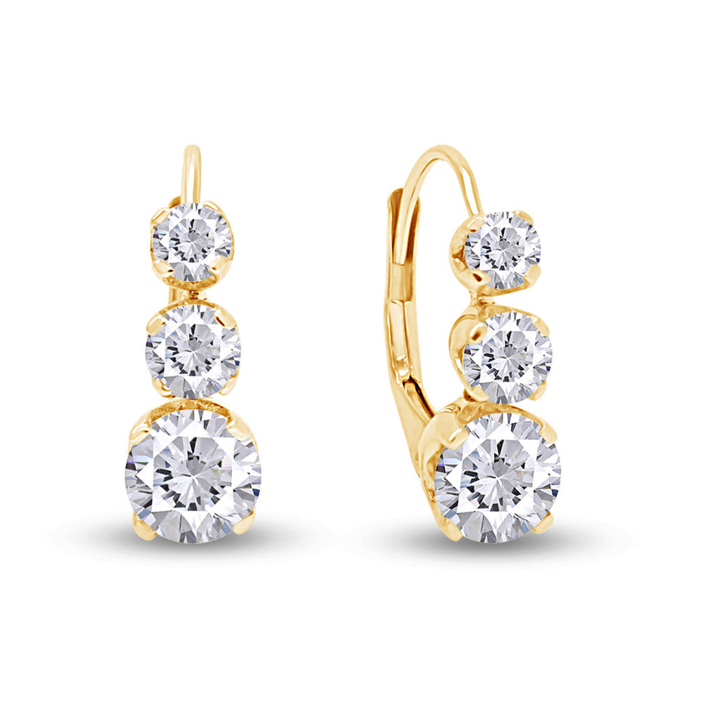 
                      
                        1/2 Carats Round Cut White Natural Diamond 3-Stone Lever Back Hoop Earrings in 14K Solid Gold
                      
                    