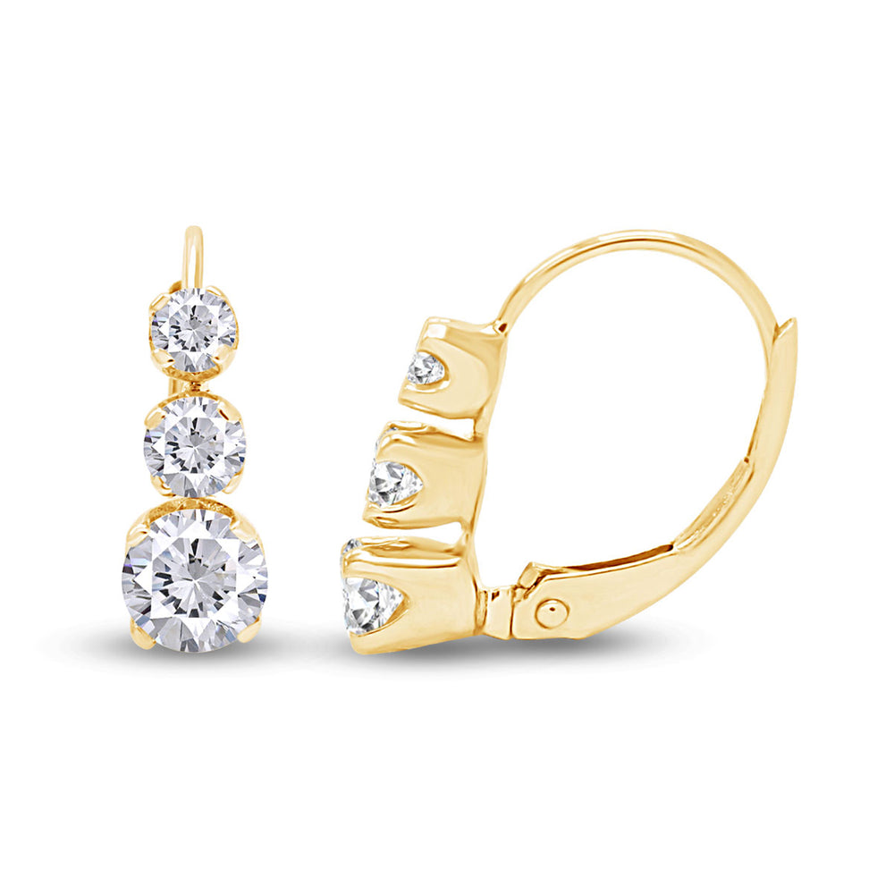 
                      
                        1/2 Carats Round Cut White Natural Diamond 3-Stone Lever Back Hoop Earrings in 14K Solid Gold
                      
                    