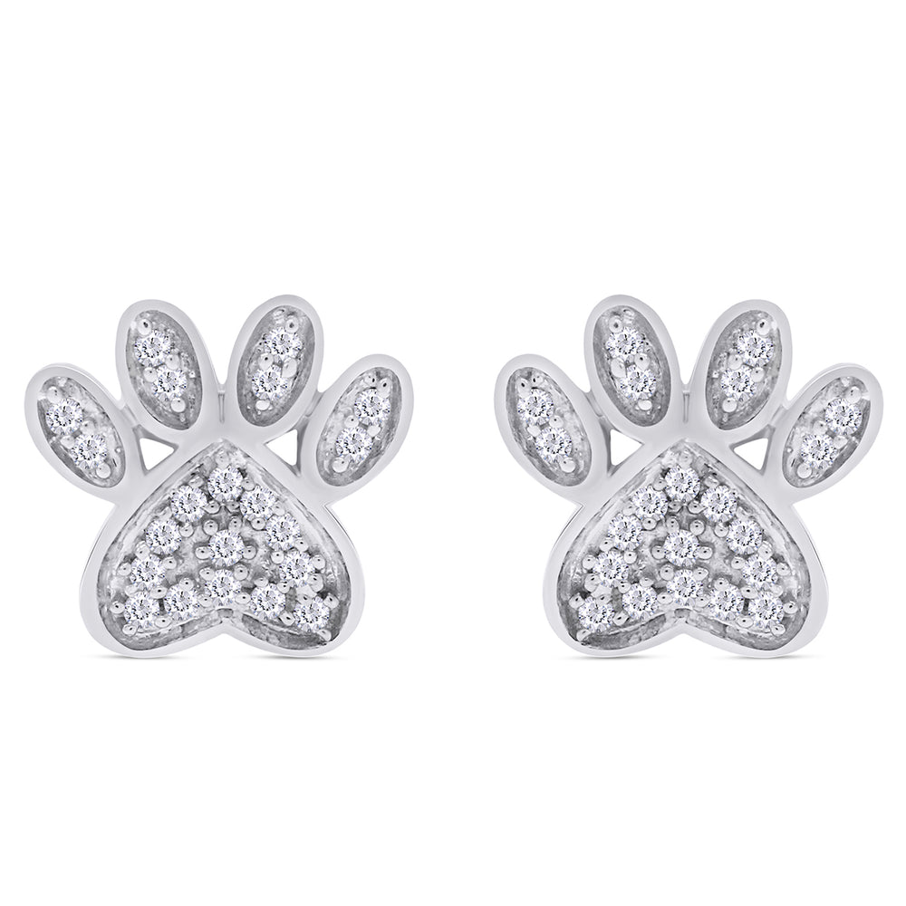 
                      
                        1/10 Carat Round Cut Natural Diamond Paw Print Stud Earrings For Women In 10k Solid Gold With Push Back (0.10 Cttw)
                      
                    