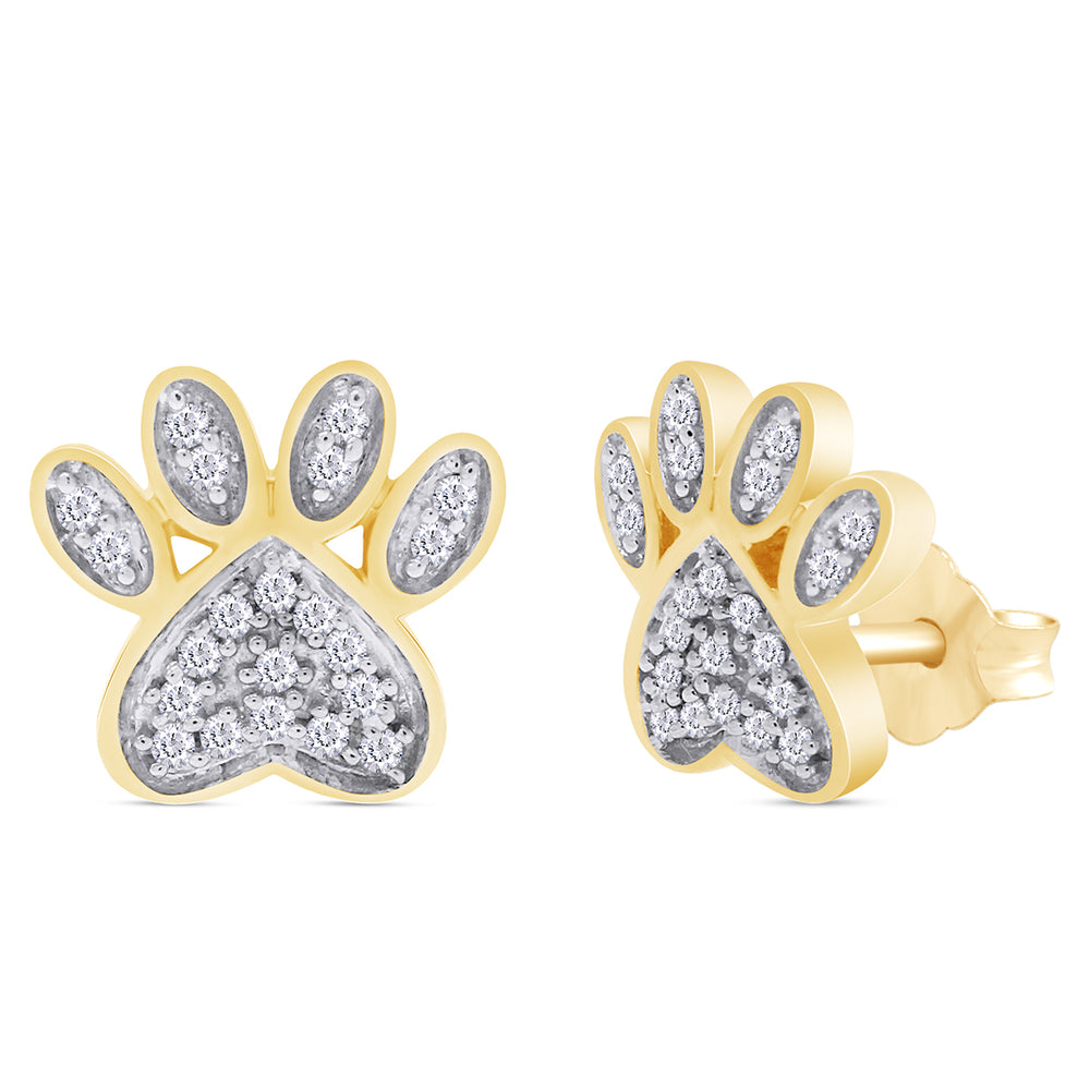 
                      
                        1/10 Carat Round Cut Natural Diamond Paw Print Stud Earrings For Women In 10k Solid Gold With Push Back (0.10 Cttw)
                      
                    