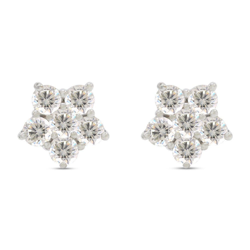 1 Carat Round Cut Lab Created Moissanite Diamond Flower Screw Back Stud Earrings In 10K Or 14K Solid Gold Jewelry For Women