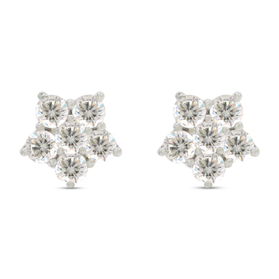 1 Carat Round Cut Lab Created Moissanite Diamond Flower Screw Back Stud Earrings For Women In 925 Sterling Silver