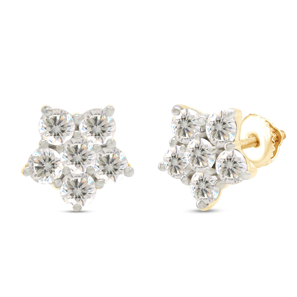 
                      
                        1 Carat Round Cut Lab Created Moissanite Diamond Flower Screw Back Stud Earrings In 10K Or 14K Solid Gold Jewelry For Women
                      
                    