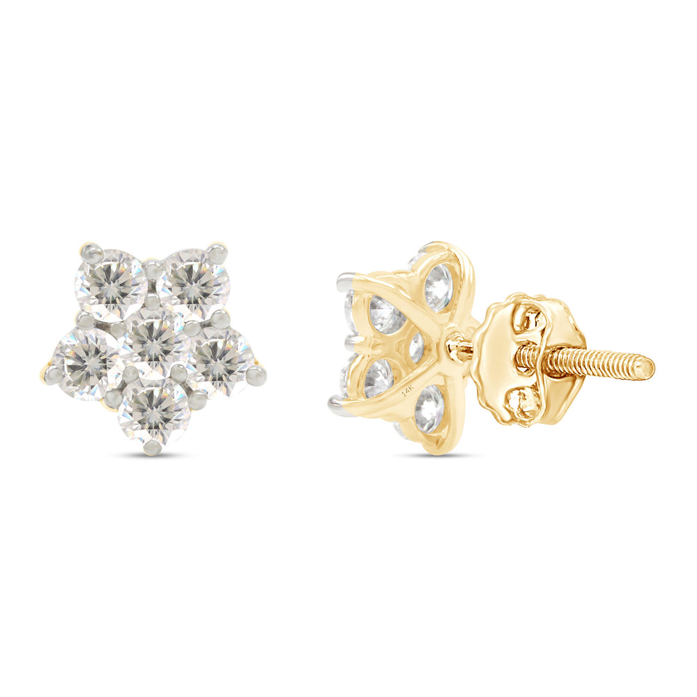 
                      
                        1 Carat Round Cut Lab Created Moissanite Diamond Flower Screw Back Stud Earrings In 10K Or 14K Solid Gold Jewelry For Women
                      
                    