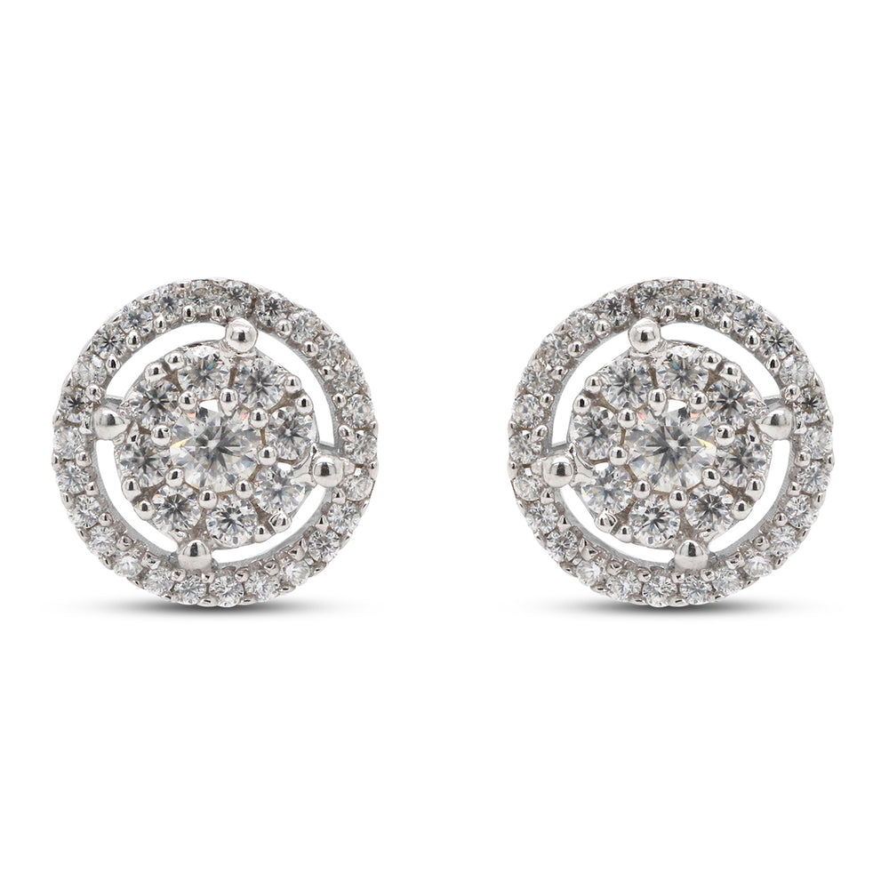 
                      
                        1/2 Carat Round Cut Lab Created Moissanite Diamond Halo Stud Earrings In 10K Or 14K Solid Gold (0.50 Cttw)
                      
                    