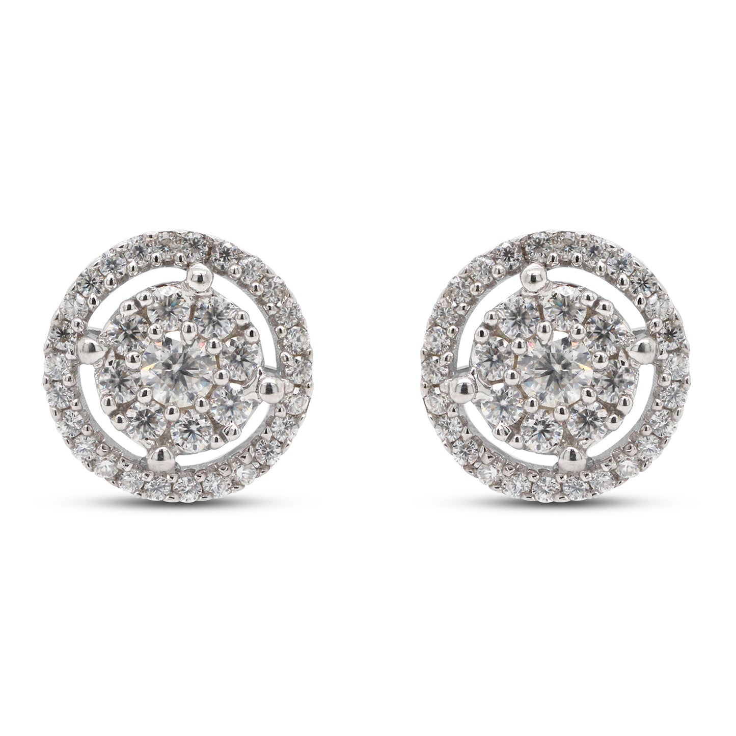 1/2 Carat Round Cut Lab Created Moissanite Diamond Halo Stud Earrings In 10K Or 14K Solid Gold (0.50 Cttw)