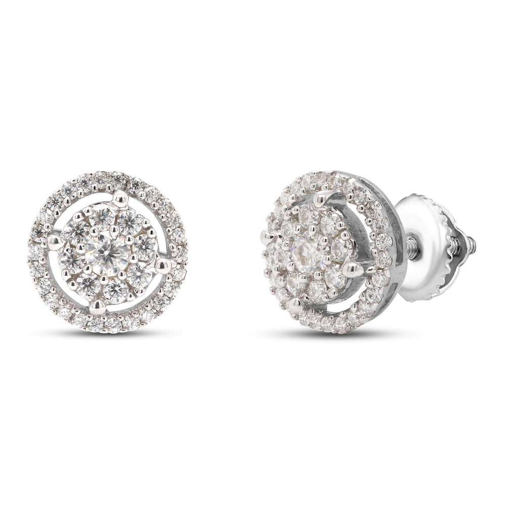 
                      
                        1/2 Carat Round Cut Lab Created Moissanite Diamond Halo Stud Earrings In 10K Or 14K Solid Gold (0.50 Cttw)
                      
                    