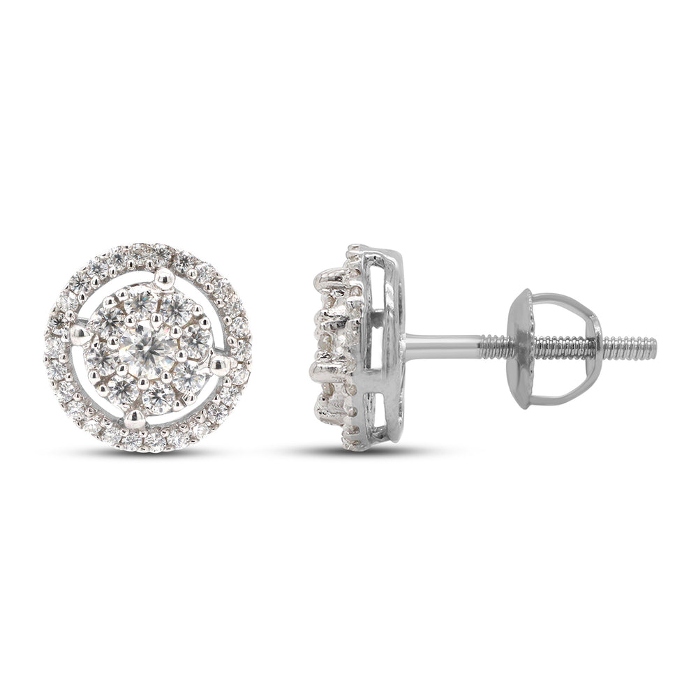 
                      
                        1/2 Carat Round Cut Lab Created Moissanite Diamond Halo Stud Earrings In 10K Or 14K Solid Gold (0.50 Cttw)
                      
                    