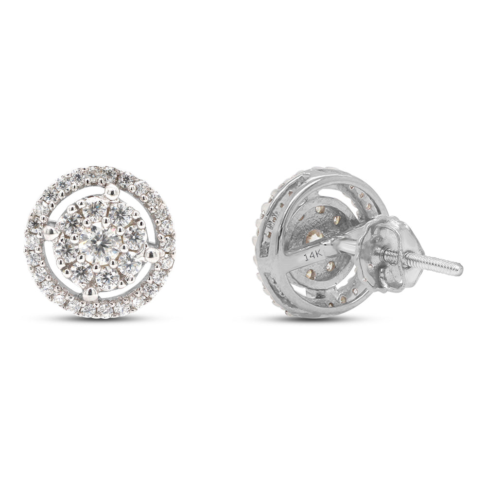 
                      
                        1/2 Carat Round Cut Lab Created Moissanite Diamond Halo Stud Earrings In 10K Or 14K Solid Gold (0.50 Cttw)
                      
                    