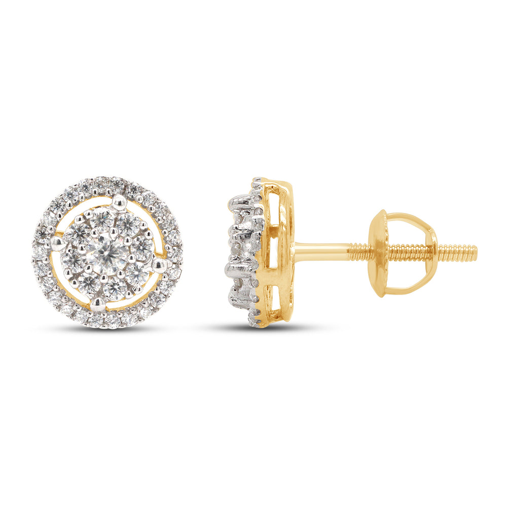 
                      
                        1/2 Carat Round Cut Lab Created Moissanite Diamond Halo Stud Earrings In 10K Or 14K Solid Gold (0.50 Cttw)
                      
                    