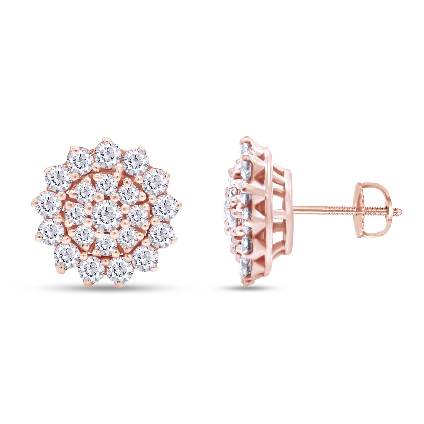 1.40 ct. t.w Round Cut Lab Created Moissanite Diamond Halo Cluster Stud Earrings In 925 Sterling Silver Jewelry For Women