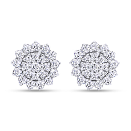 1.40 ct. t.w Round Cut Lab Created Moissanite Diamond Halo Cluster Stud Earrings In 925 Sterling Silver Jewelry For Women