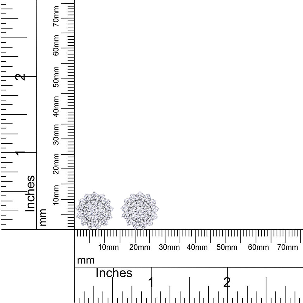 1.40 ct. t.w Round Cut Lab Created Moissanite Diamond Halo Cluster Stud Earrings In 925 Sterling Silver Jewelry For Women