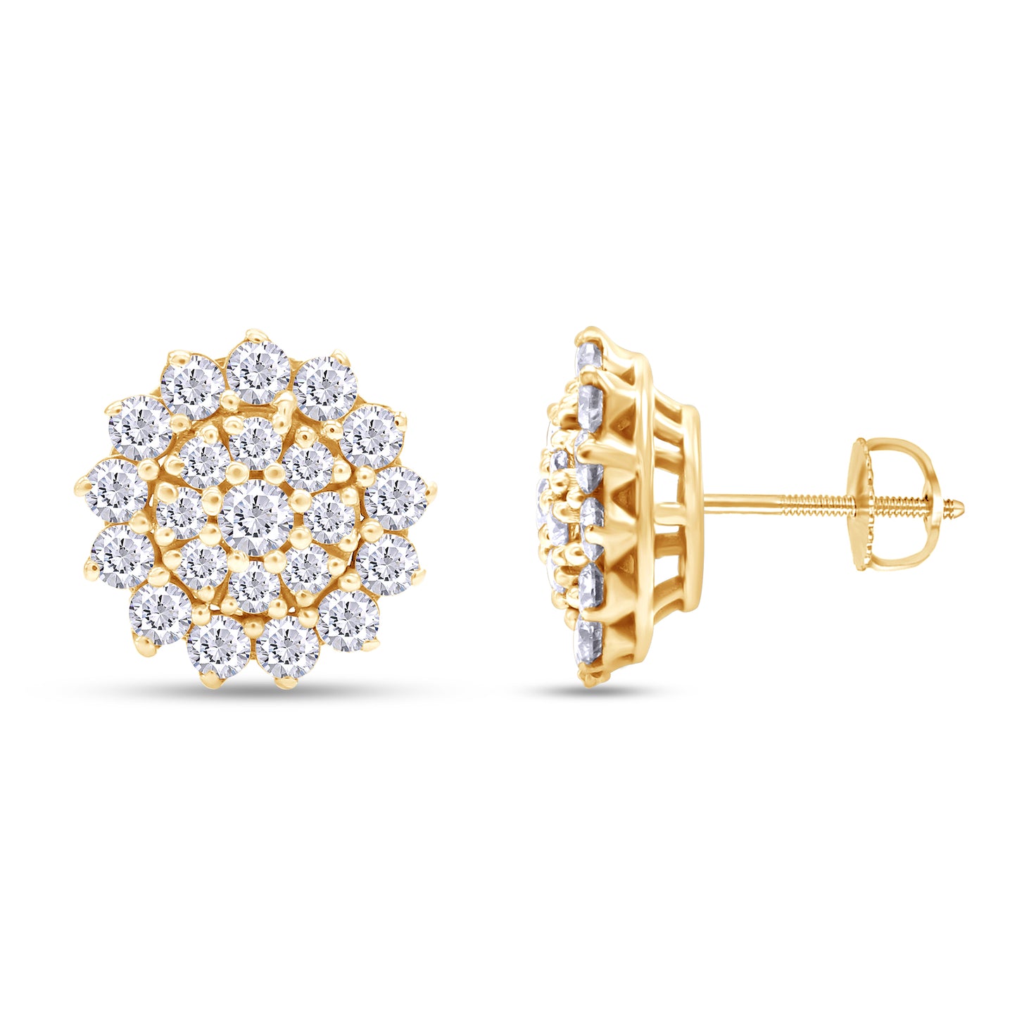 1.40 ct. t.w Round Cut Lab Created Moissanite Diamond Halo Cluster Stud Earrings In 925 Sterling Silver Jewelry For Women