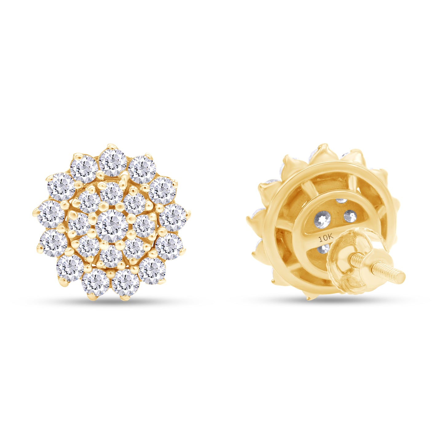 Load image into Gallery viewer, 1.40 Carat Round Cut Lab Created Moissanite Diamond Halo Cluster Stud Earrings In 10k Or 14K Solid Gold
