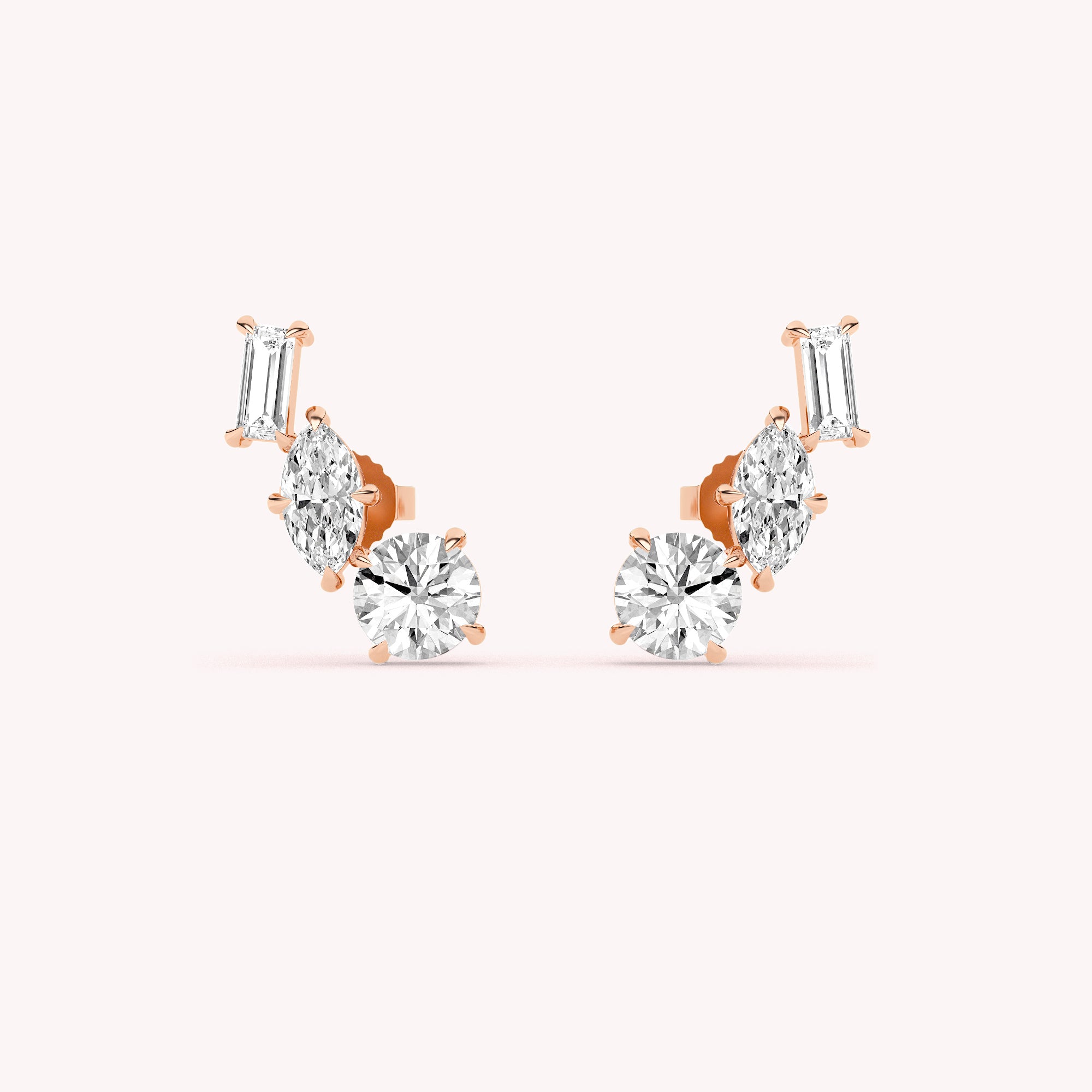 Mary Tri Stone Stud Earrings