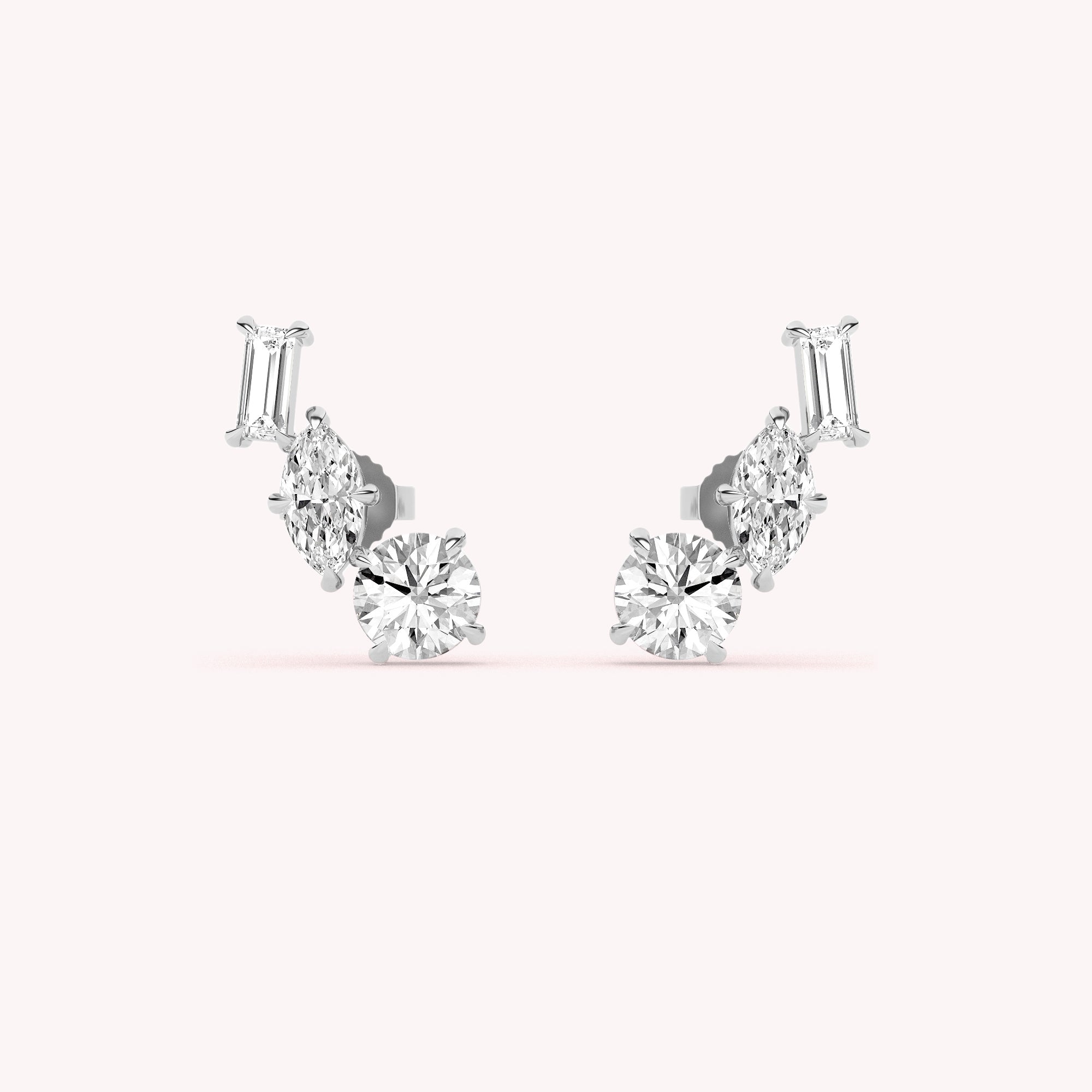 Mary Tri Stone Stud Earrings