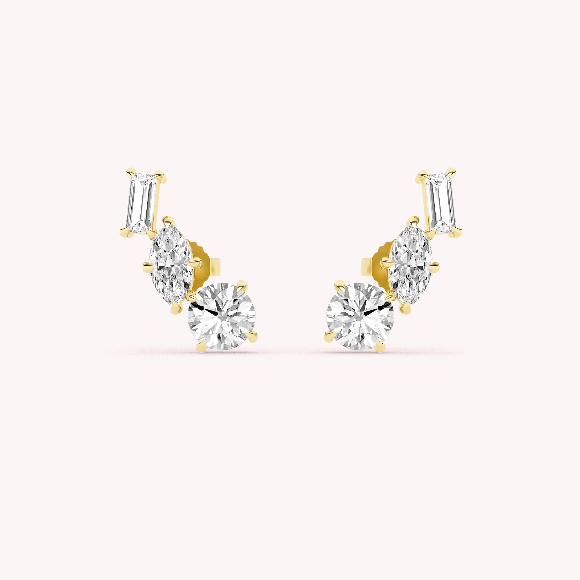 Mary Tri Stone Stud Earrings