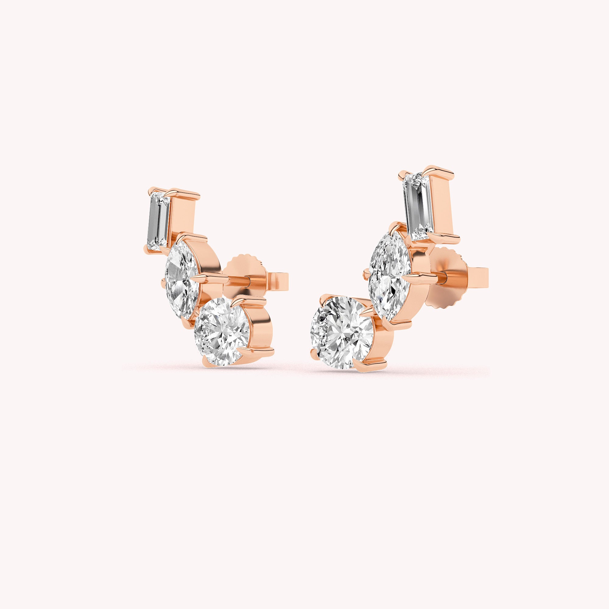 Mary Tri Stone Stud Earrings