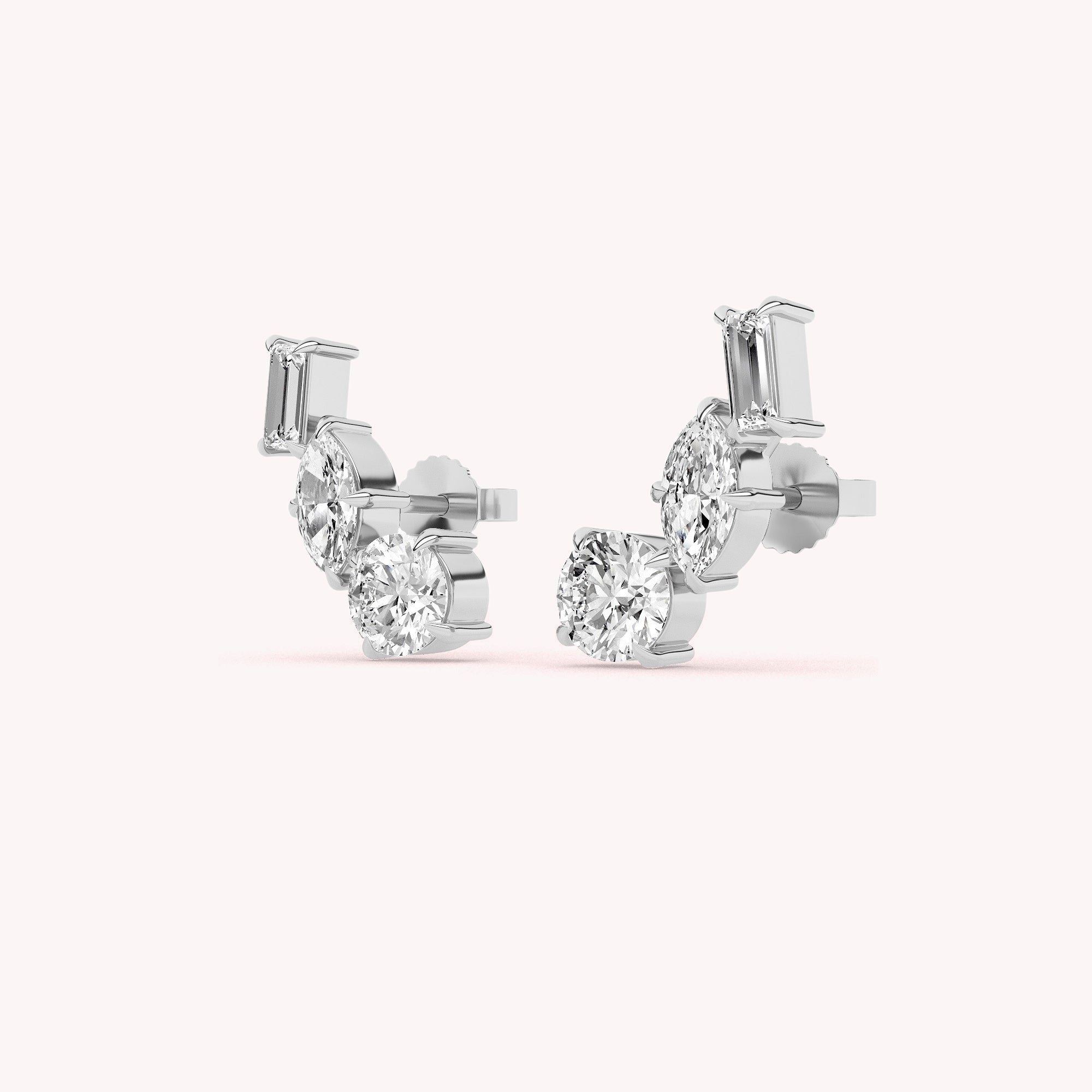 Mary Tri Stone Stud Earrings