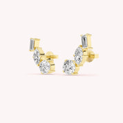 Mary Tri Stone Stud Earrings