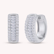 Round and Baguette 0.50 Carat Lab Grown Diamond Huggie Hoop Earrings for women