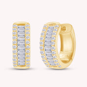 Round and Baguette 0.50 Carat Lab Grown Diamond Huggie Hoop Earrings for women